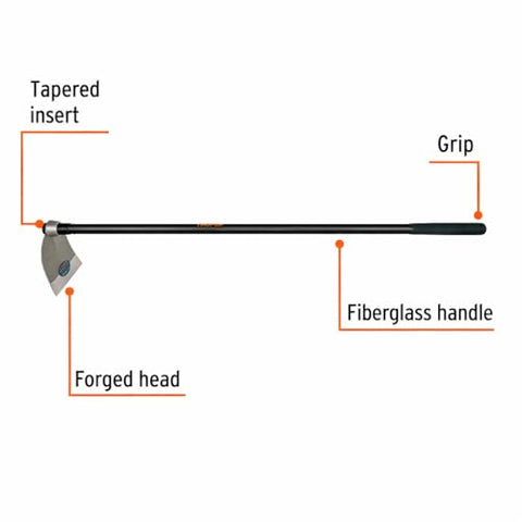 Truper Lane Hoe forged one-piece head reduces vibration during tough digging tasks.