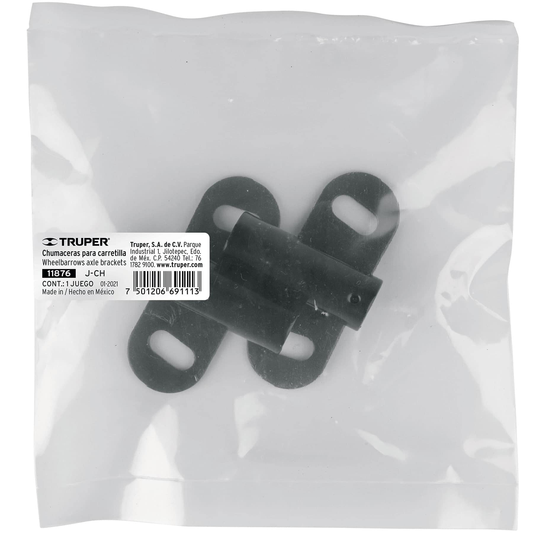 Truper wheelbarrow axle bracket set with black finish suits any workshop.