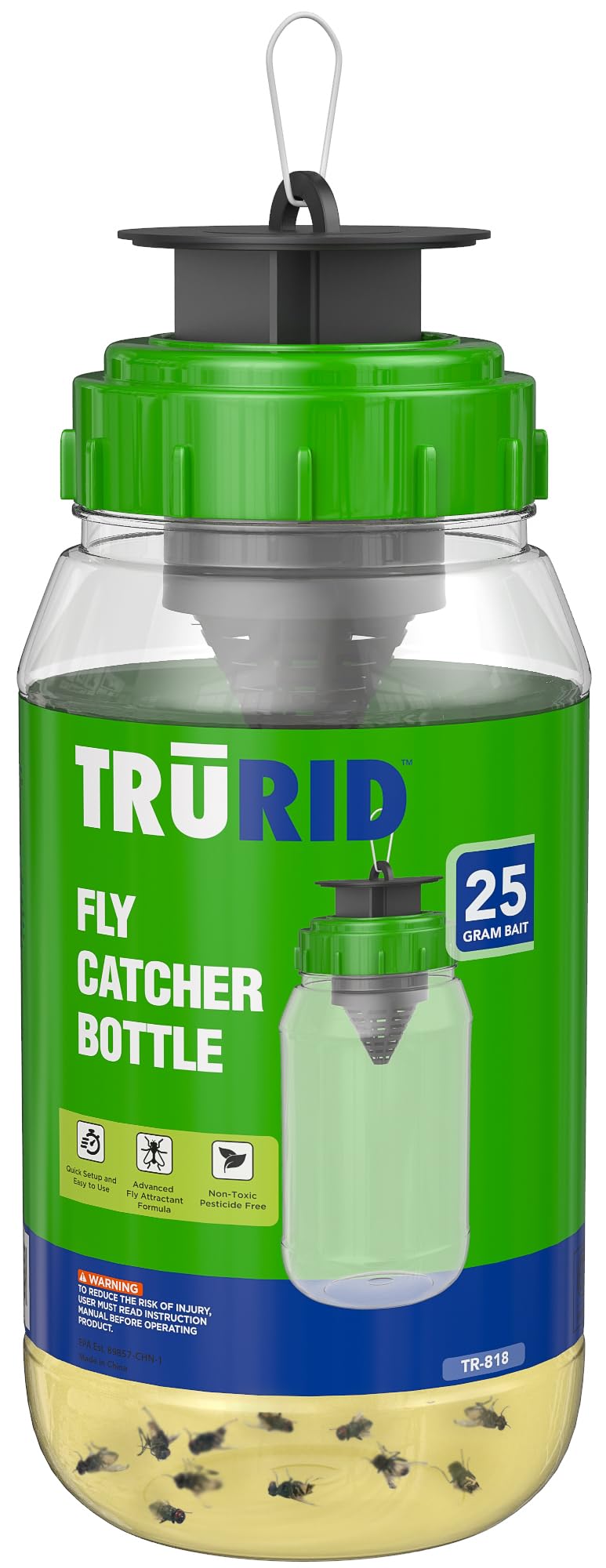 TRURID fly traps cover wide areas up to 30 feet or more.