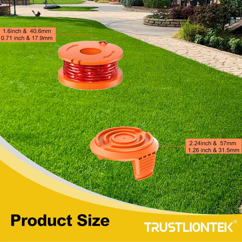 TrustLIONTEK WA0010 spool detail showing durable nylon line and ABS housing