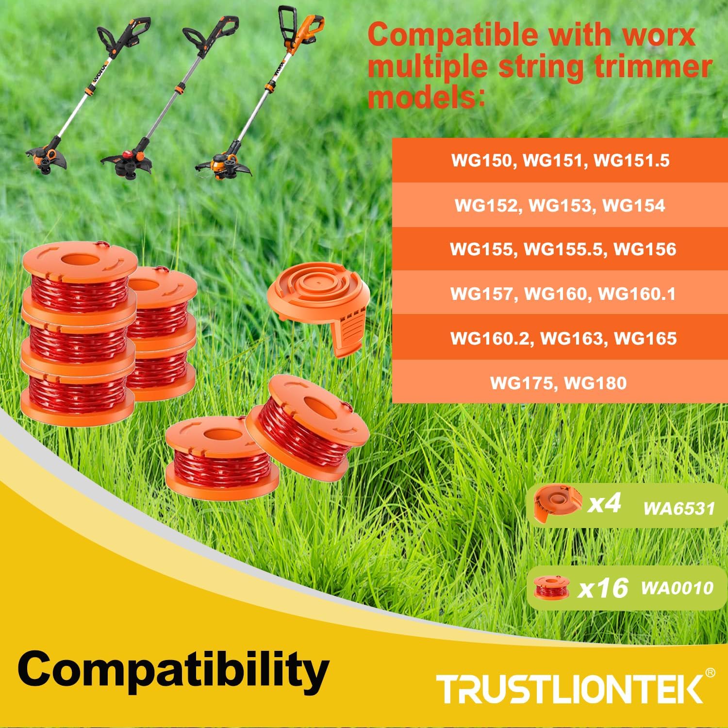 TrustLIONTEK WA0010 spools pack contents: 16 spools and 4 caps
