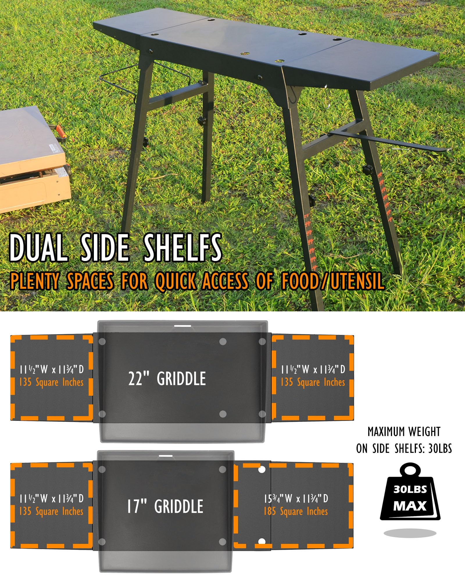 Trybuy griddle stand with adjustable legs for level setup on uneven ground