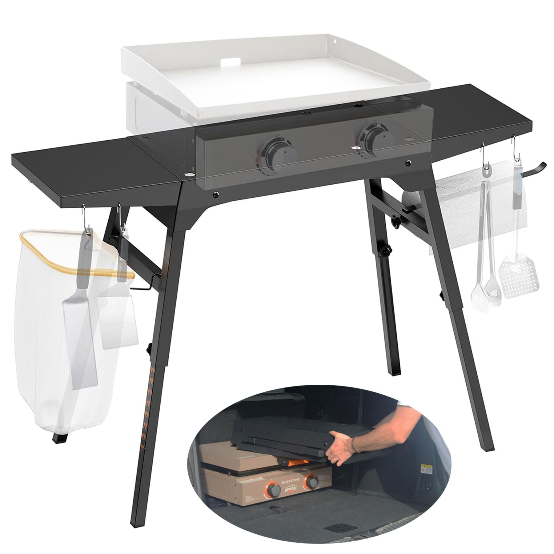 Trybuy upgraded griddle stand with side tables for extra prep space