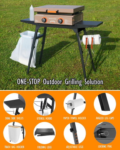 Trybuy griddle stand showing ten tool hooks for easy utensil access