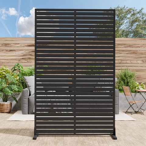 Trygoal outdoor privacy screen with freestanding stand for deck privacy.