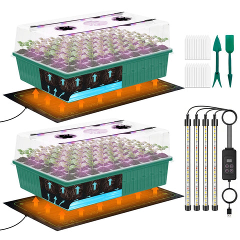 Tryitsbest 120-cell seed starter tray with grow light for faster germination and healthy growth.