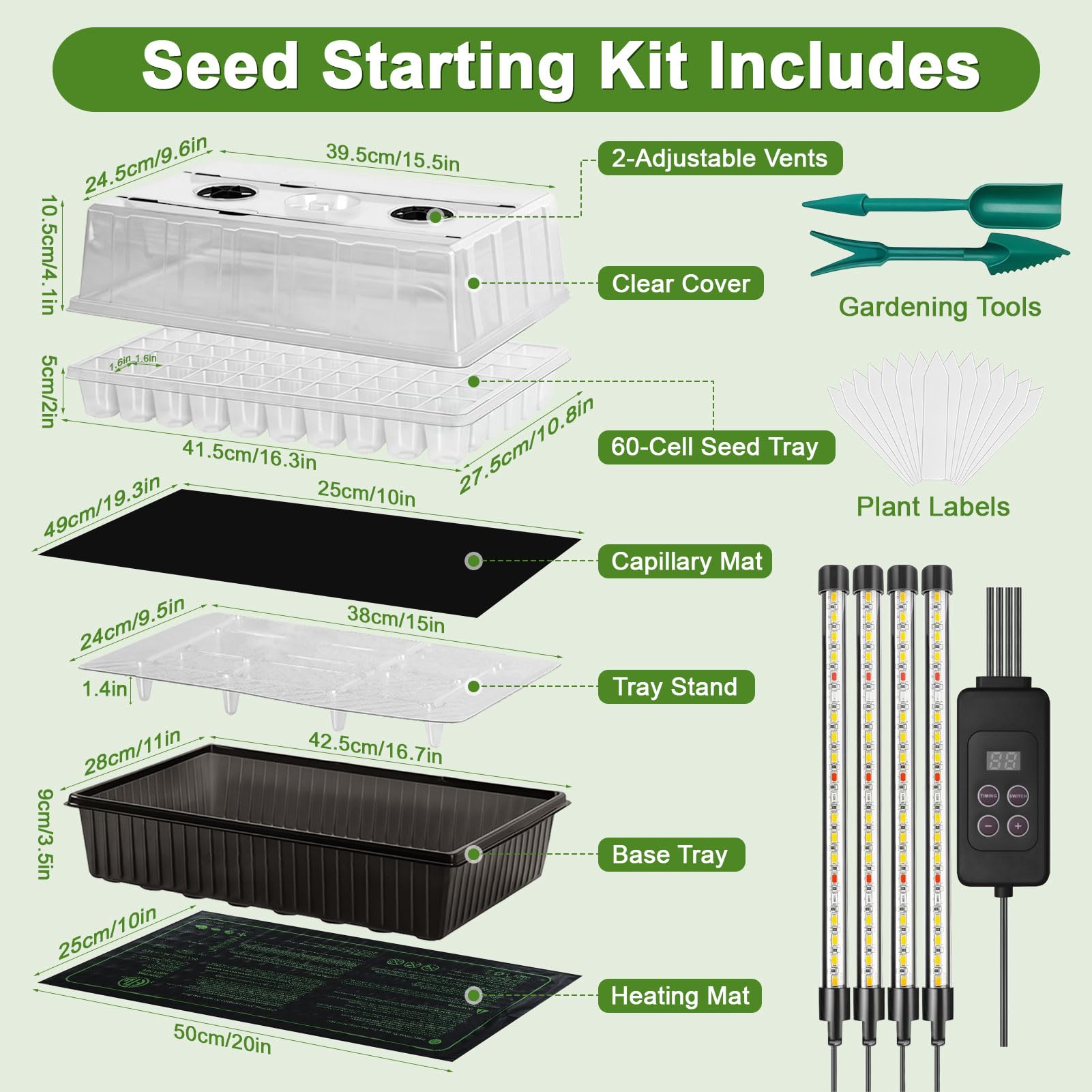 Tryitsbest grow light panel full-spectrum supports indoor seed starting