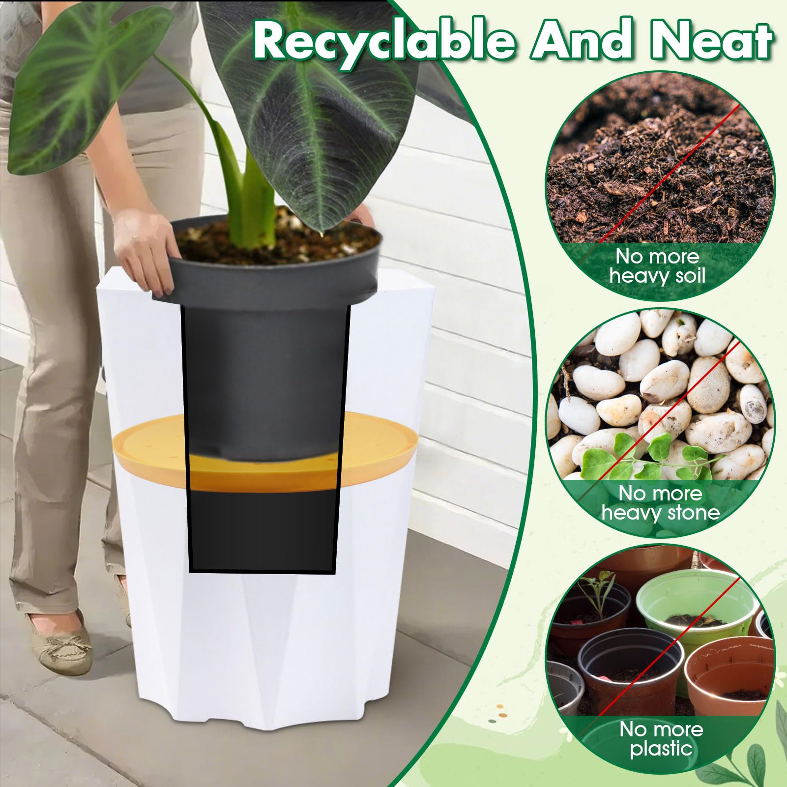 Tryitsbest round planter insert keeps roots healthy with aeration.