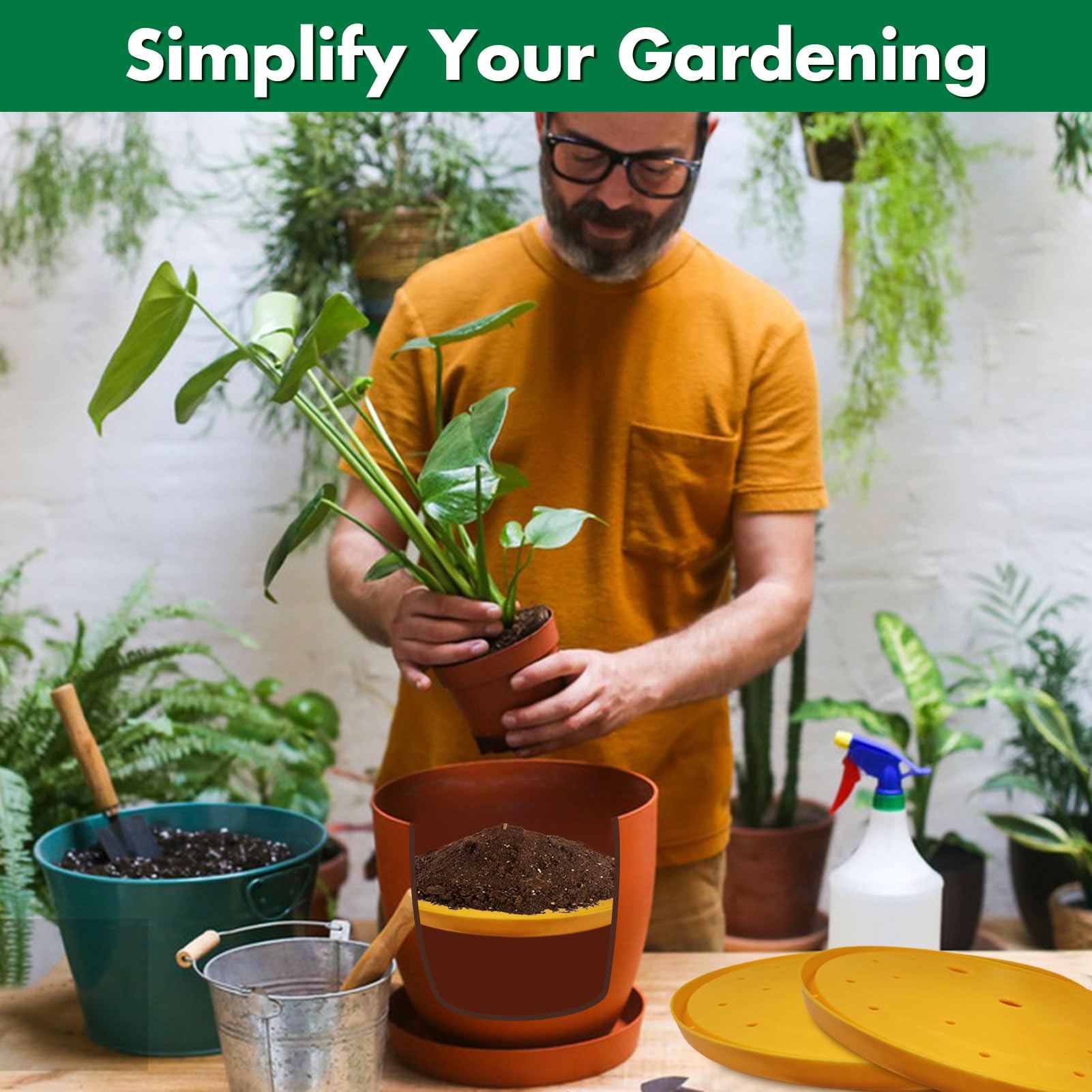 Tryitsbest round planter insert elevates soil efficiency and root oxygen access.