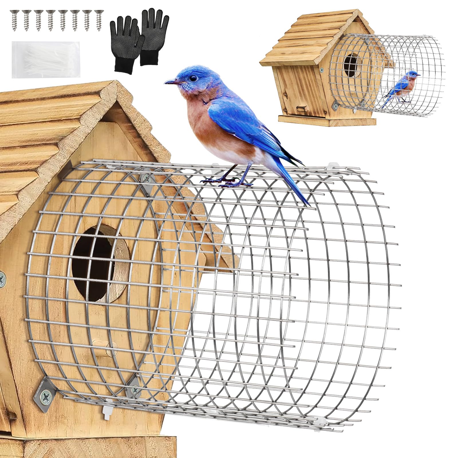Tryly bluebird house protector guards at round entrance, helping birds nest securely this season.