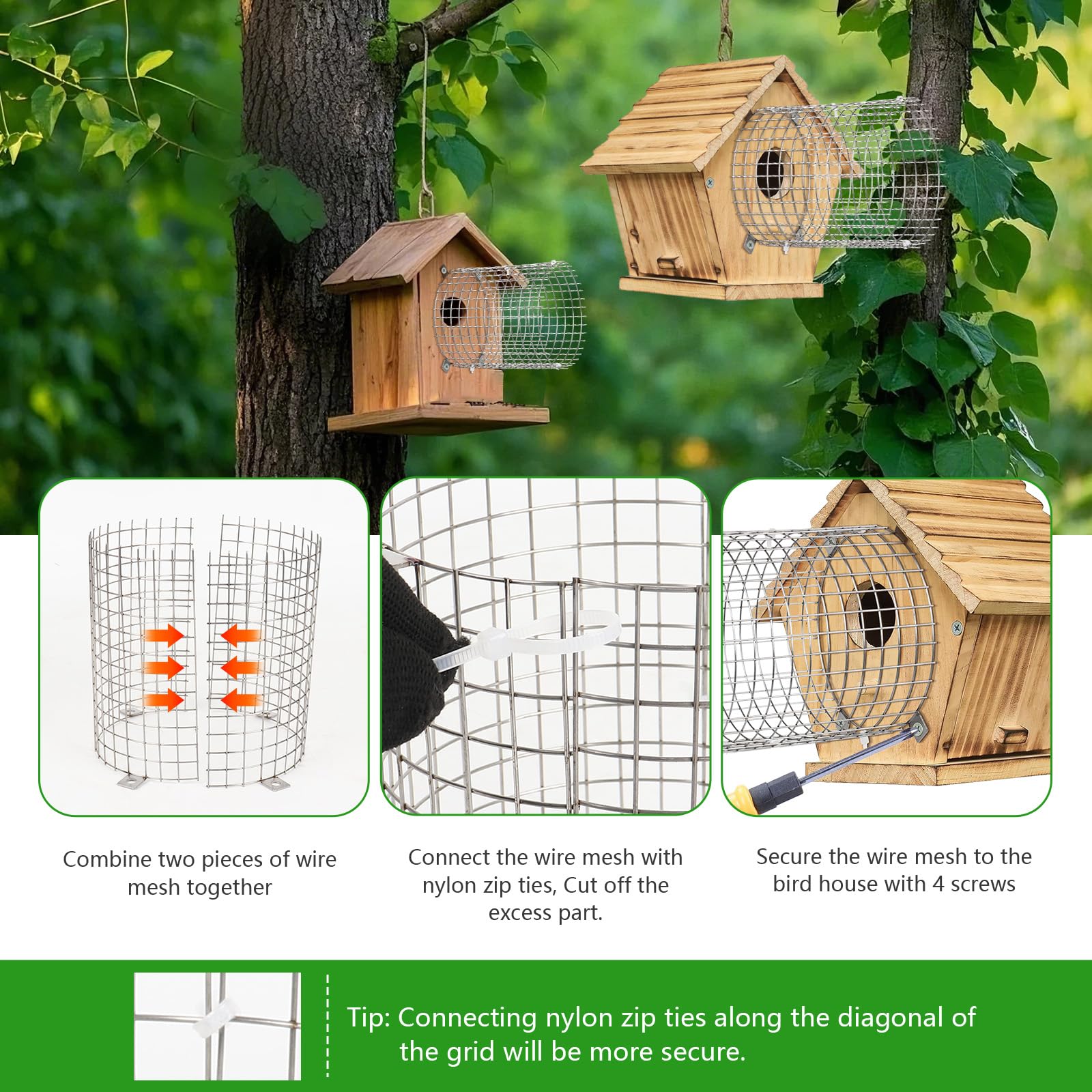 Tryly bluebird nesting protection guards in use; easier entry while deterring other animals.