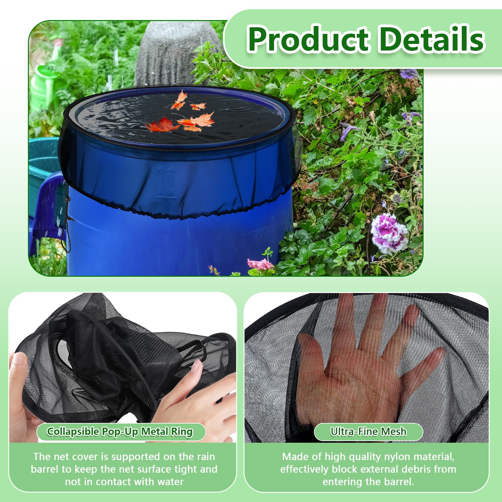 Tryly debris-blocking mesh screen shields rain collection from debris