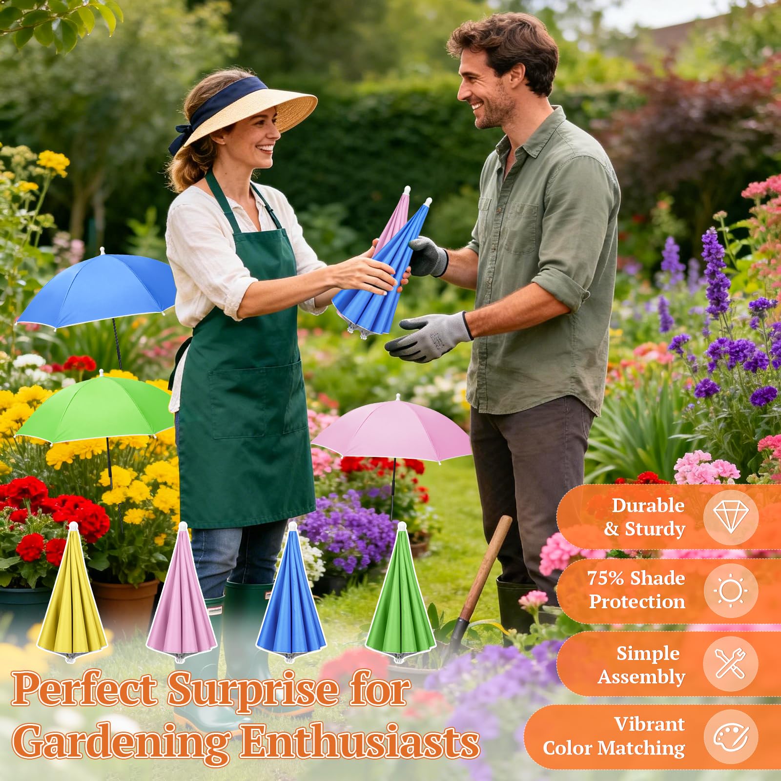 Tryly plant umbrella shading a garden bed with even light.