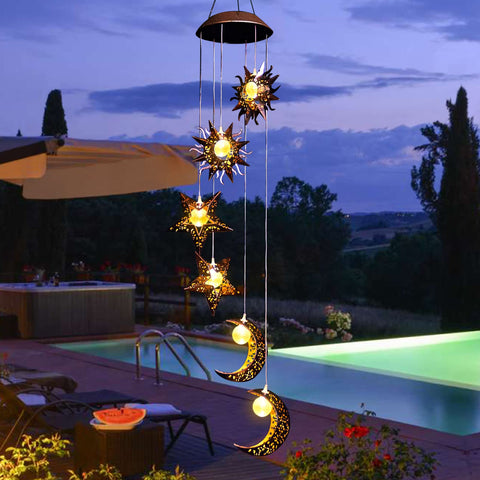 Tryme solar chimes for porch or yard with gentle glow