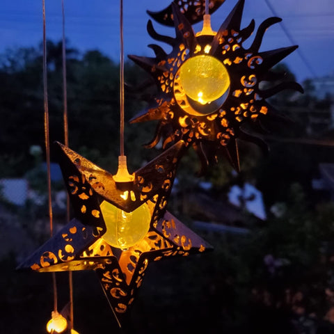 Tryme solar-powered wind chimes illuminate gardens with eco-friendly energy