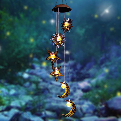 Tryme solar wind chimes outdoor light boosts patio ambience at night