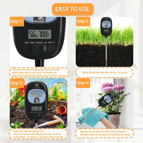 TryOpen 7-in-1 soil test kit used in a garden for precise plant care