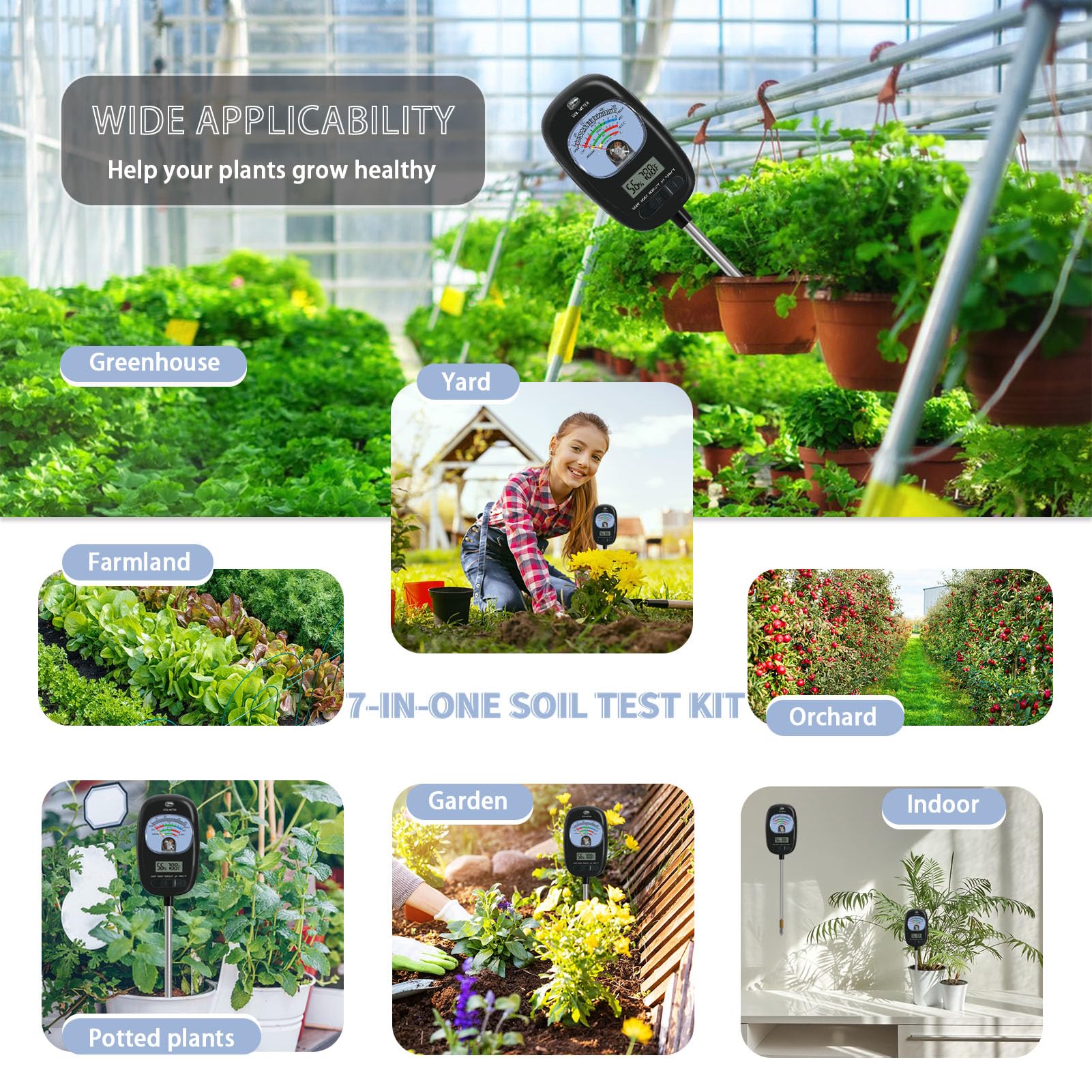 TryOpen 7-in-1 soil test kit LCD readout provides clear measurements for garden care