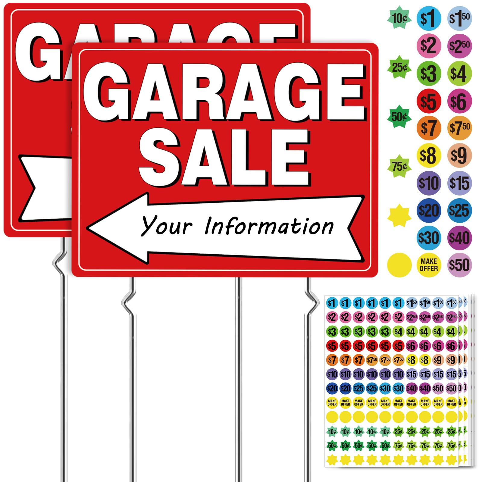 TRYXN garage sale sign kit main view showing all-in-one setup