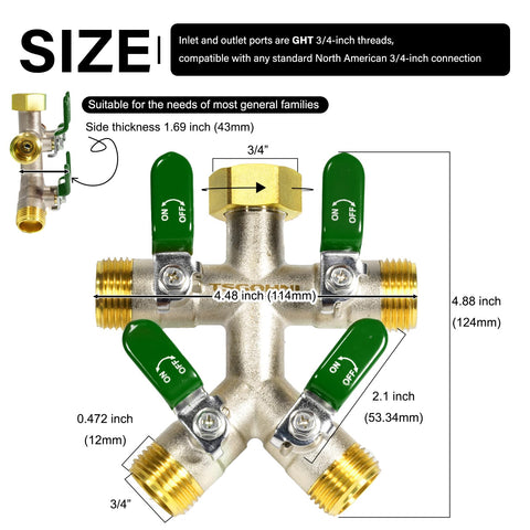 TSGOHNL four-way splitter angled outlets for versatile watering setups.