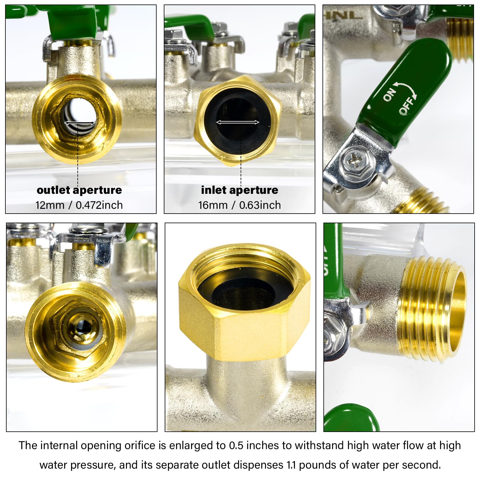 TSGOHNL splitter wide handle enables easy flow control during irrigation.