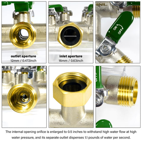 TSGOHNL splitter wide handle enables easy flow control during irrigation.