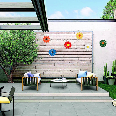 Tsilin indoor outdoor wall art blends with living rooms or yards.