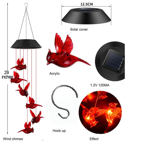 Cardinal wind chime as porch or balcony decorative accent
