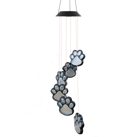 TSIPEKLO Memorial Garden Paw Print Wind Chime honors a departed pet.