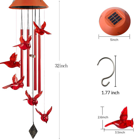 TSIPEKLO Weatherproof Cardinal Wind Chimes suited for indoor/outdoor use.