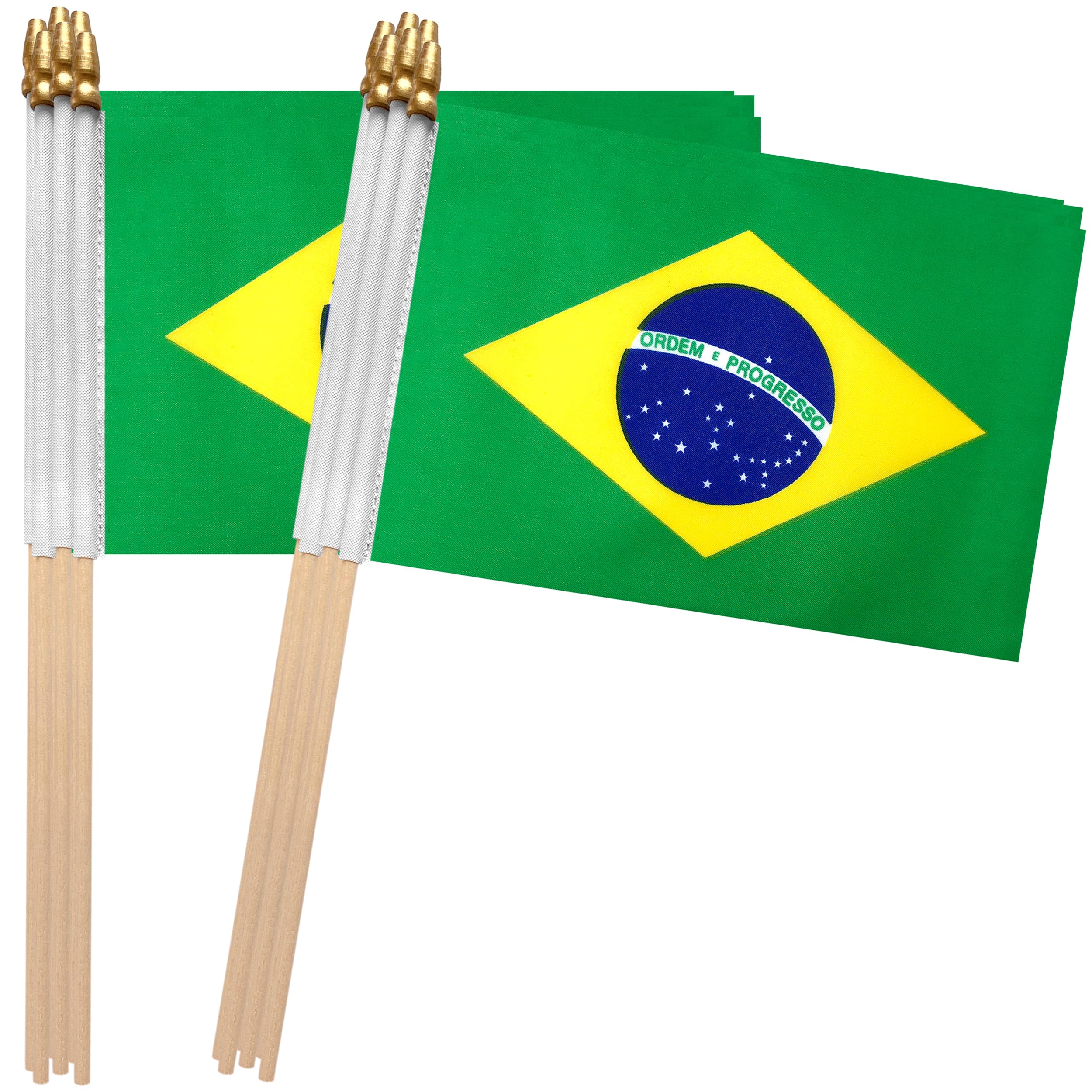 TSMD Brazil stick flag 5x8 inch with wood handle for parades and events.