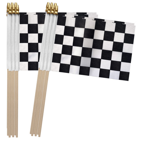 TSMD checkered flag on wood stick for party decor and parades
