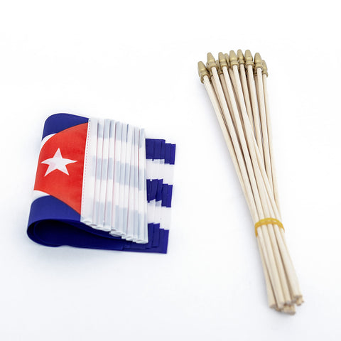 TSMD Cuba flag with wooden 12.6 inch handle for sturdy outdoor display