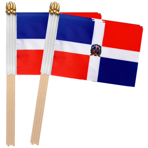 TSMD Dominican Republic flag handheld 5x8 inches for parades and gatherings.