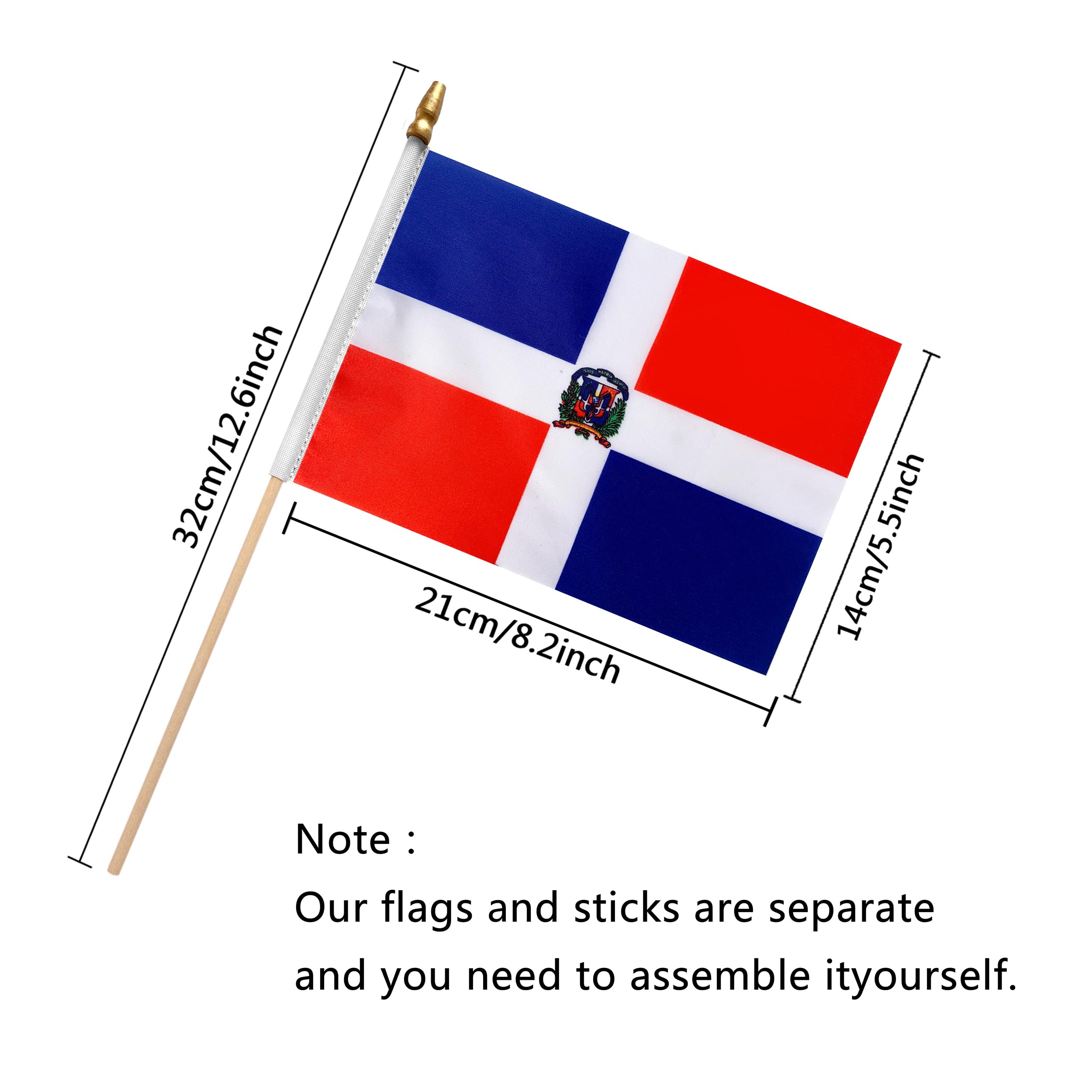 TSMD 5x8 stick flag showcasing the Dominican design for events.