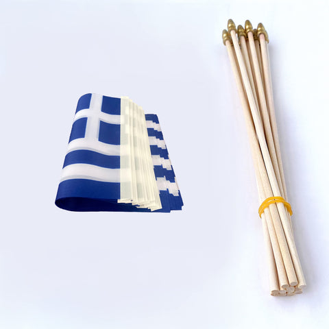 TSMD Greece stick flag close-up design showcases vibrant colors and durable fabric