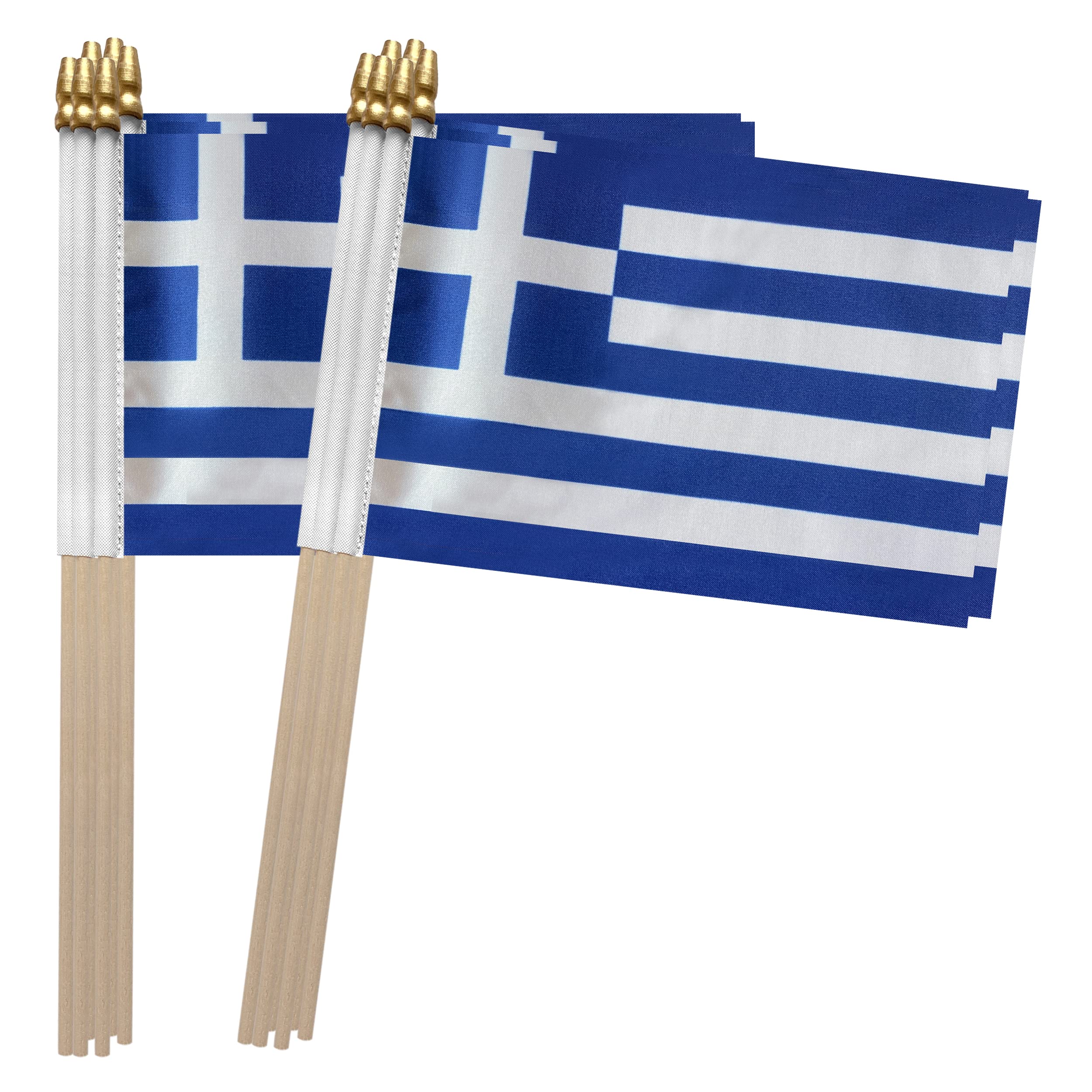 TSMD Greece stick flag front view shows a bold Greek design for easy recognition