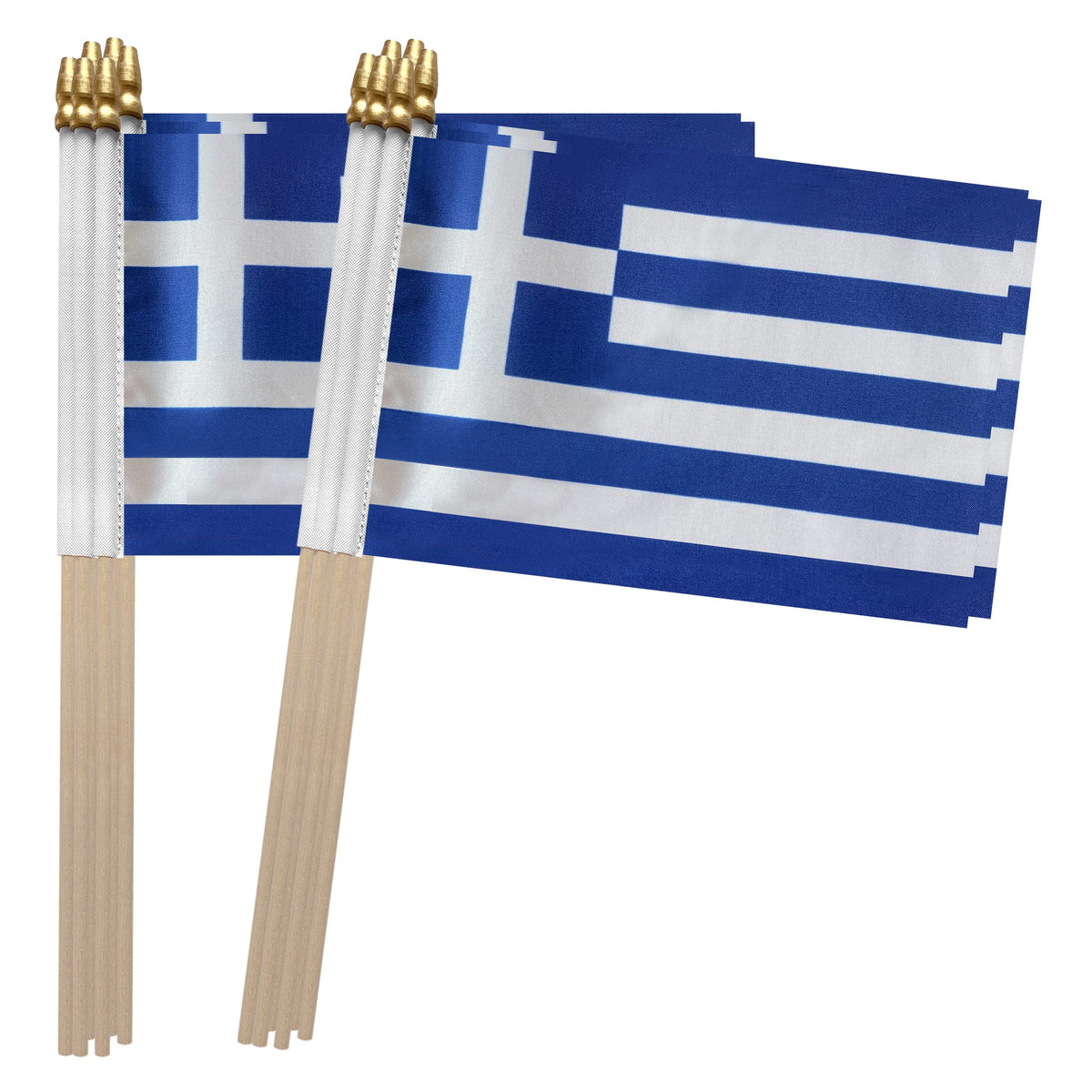 TSMD Greece stick flag front view shows a bold Greek design for easy recognition