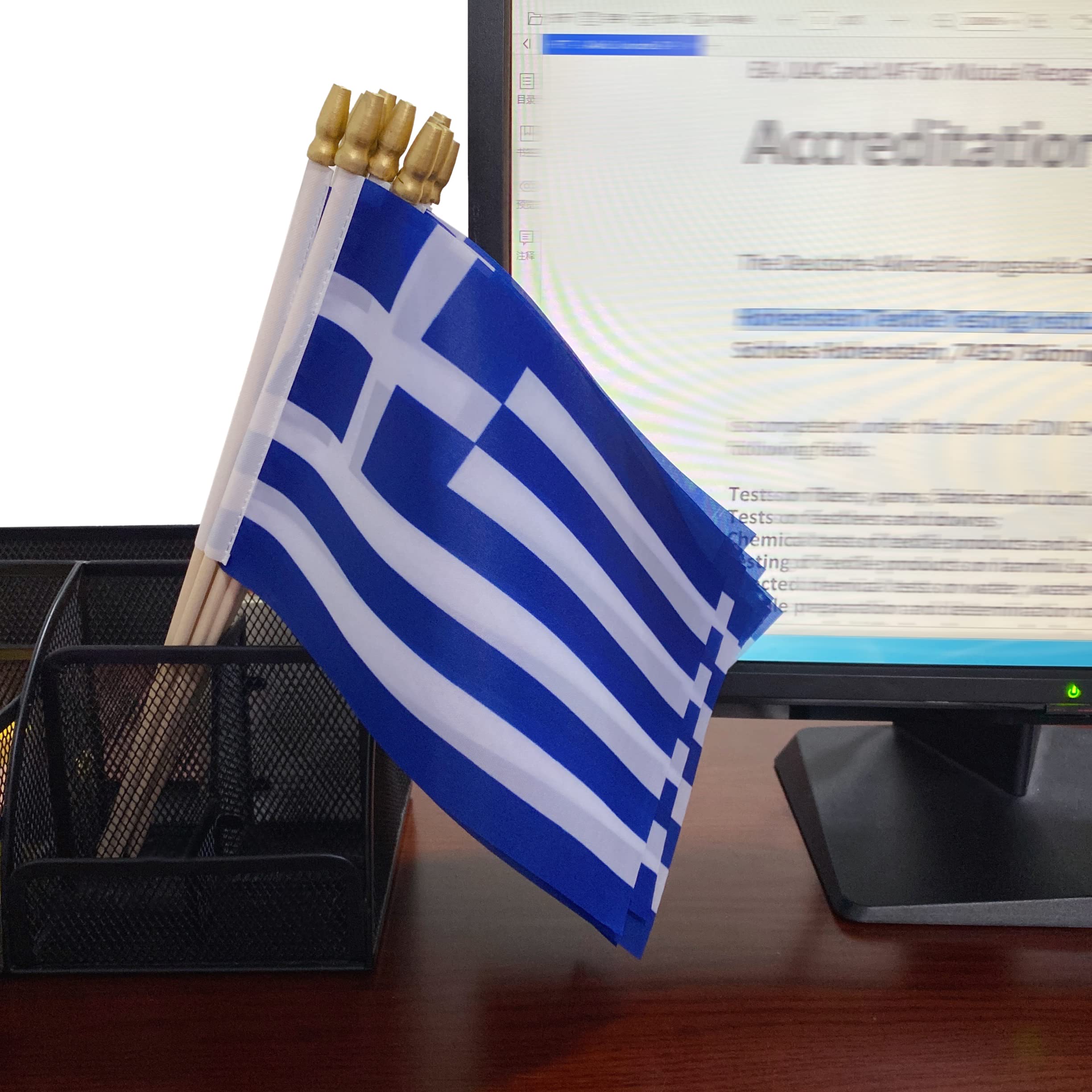 TSMD Greece stick flag pot decor shows decorative flair in plant pots