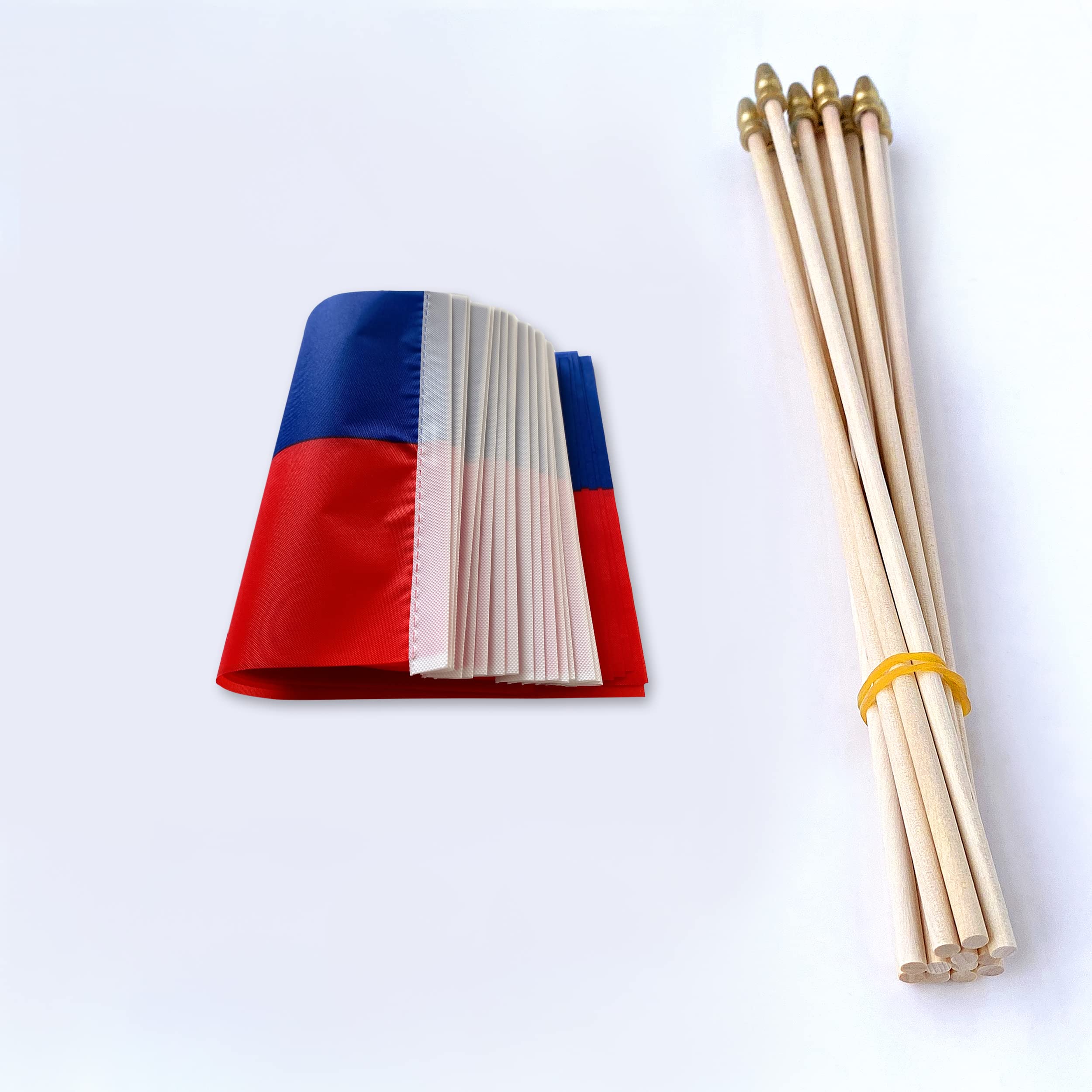 TSMD Haiti flag stick 12-pack wood stem for sturdy handheld display.