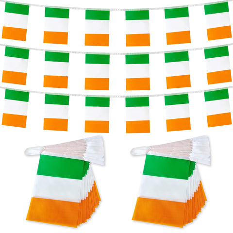 TSMD Ireland flag banner with 60ft rope and 40 flags, vivid and weather-ready decor