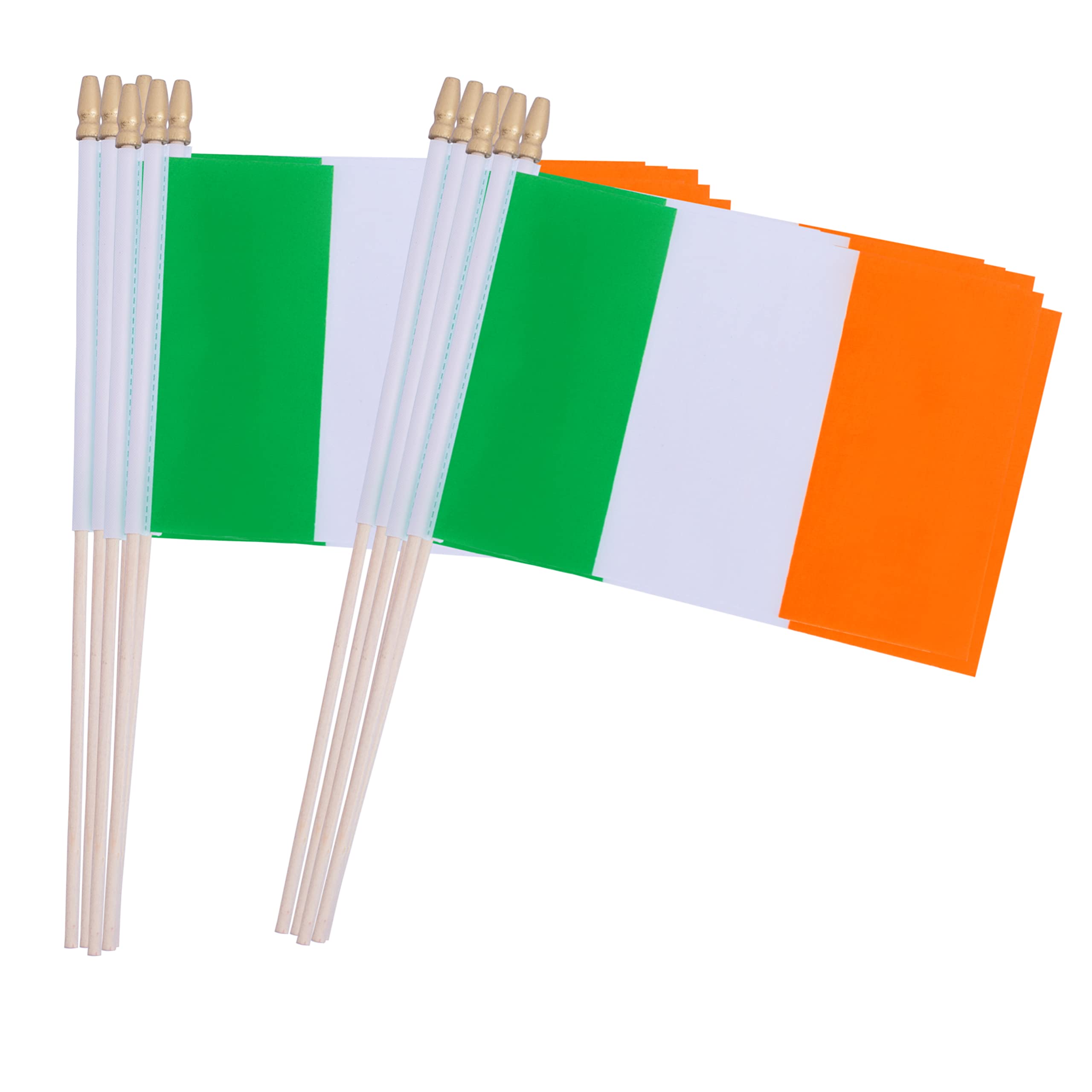 TSMD Ireland handheld flag 12-pack with vivid pattern for parades.