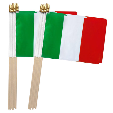 TSMD Italy flag 5x8 inch on wooden stick for parades.