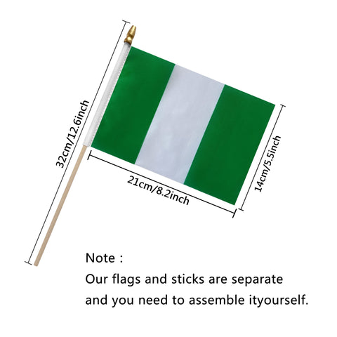 TSMD Nigeria-stick-flag 5x8 inch back view, durable print visible from both sides