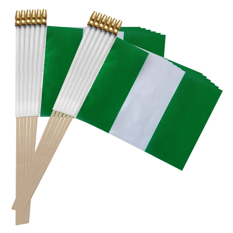 TSMD Nigeria-stick-flag 12-pack suitable for gardens, desks, and pots