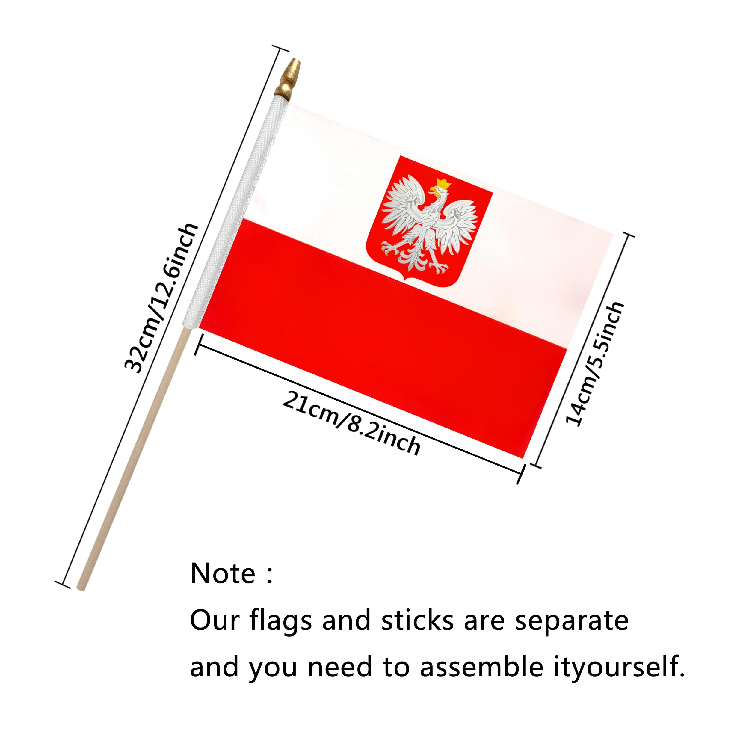 TSMD Poland Ensign Flag on wood stick ideal for parade or desk display.