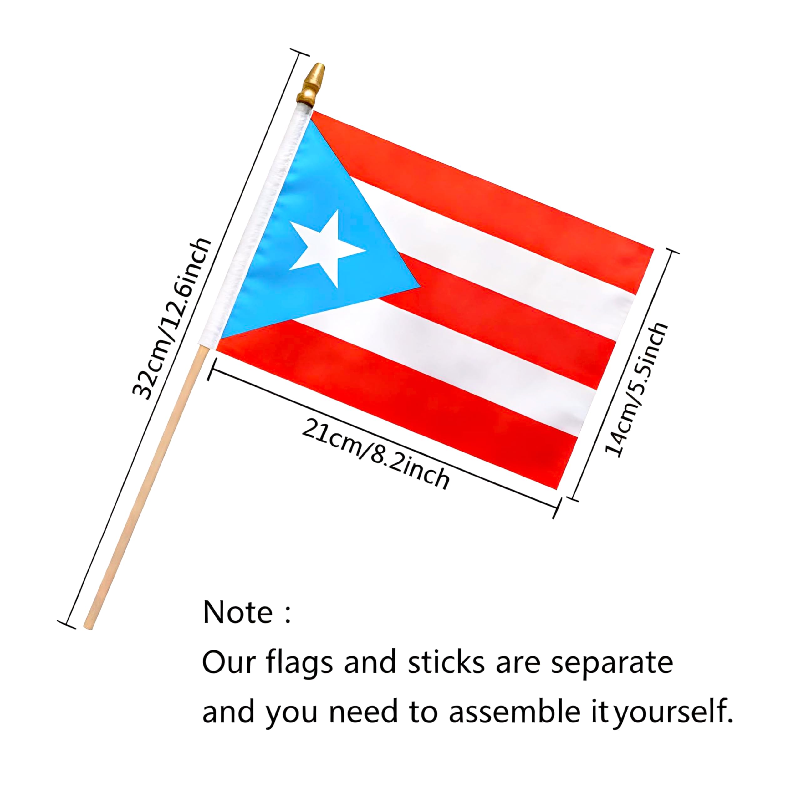 TSMD Puerto Rico flag 12-pack with wood sticks ideal for events