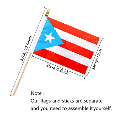 TSMD Puerto Rico flag 12-pack with wood sticks ideal for events