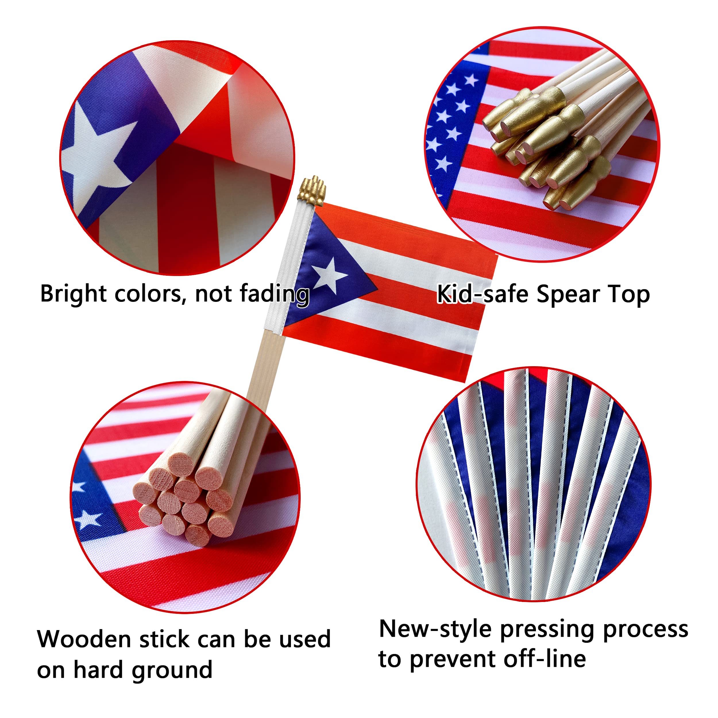 TSMD Puerto Rico flag outdoor-ready with rounded spear top.