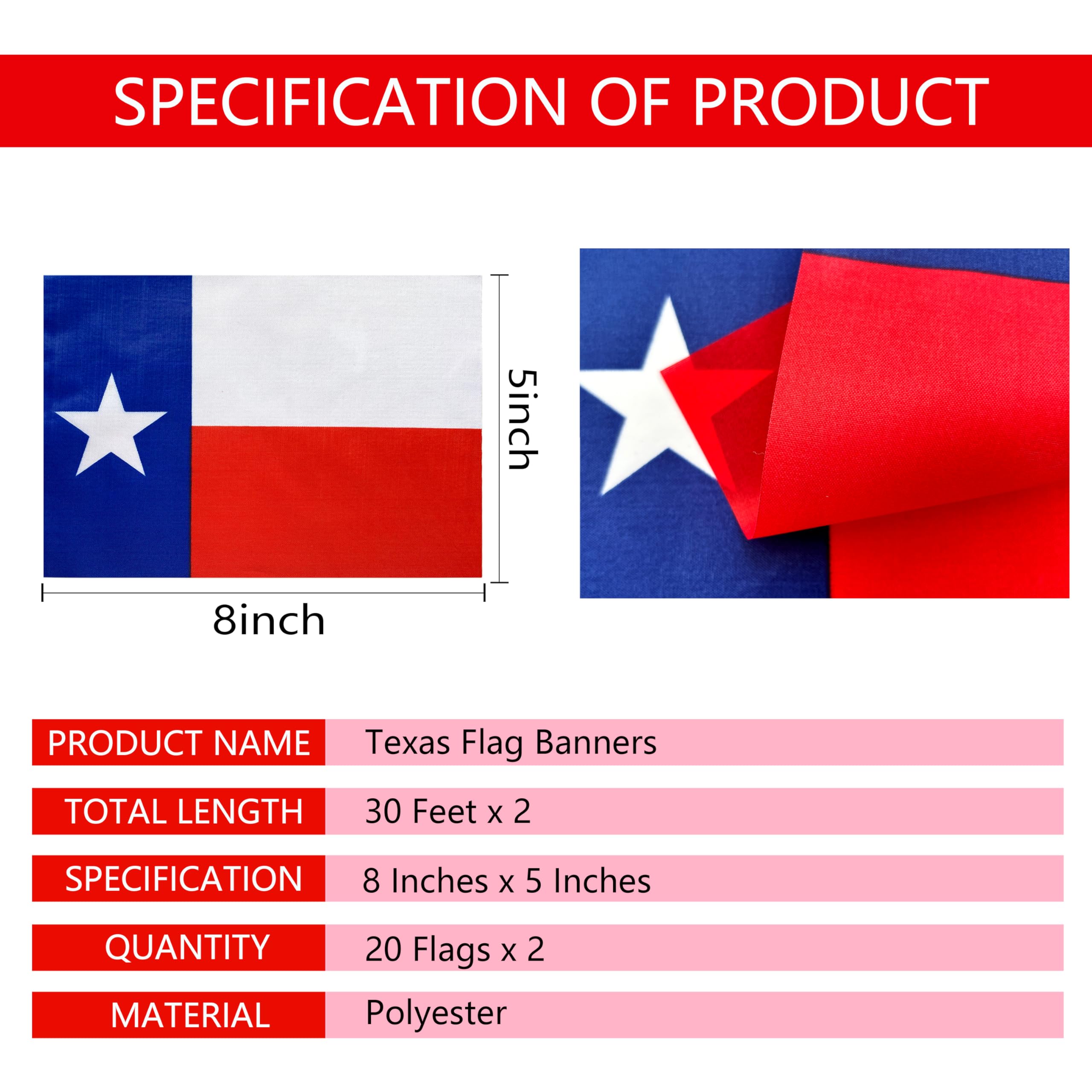TSMD Texas flag banner close-up stitching shows quality craftsmanship